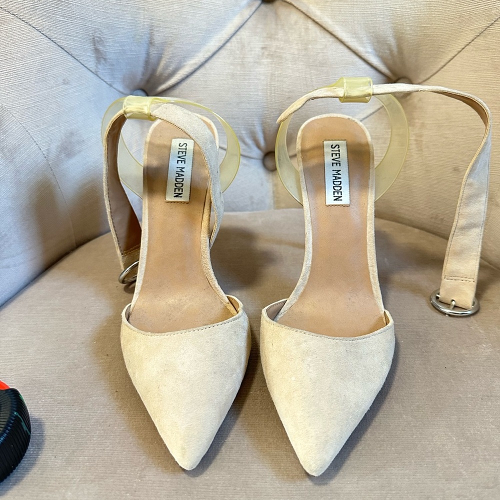 Steve Madden Beige Ankle Strap Heels